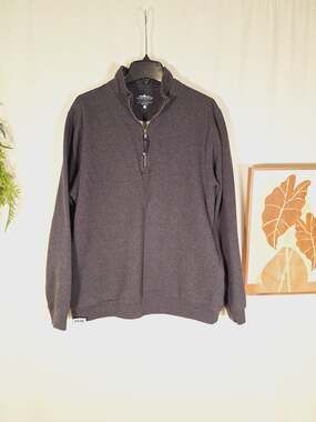 Charles River Apparel Men's 1/3" Zipper Pullover Gray Sweater Medium